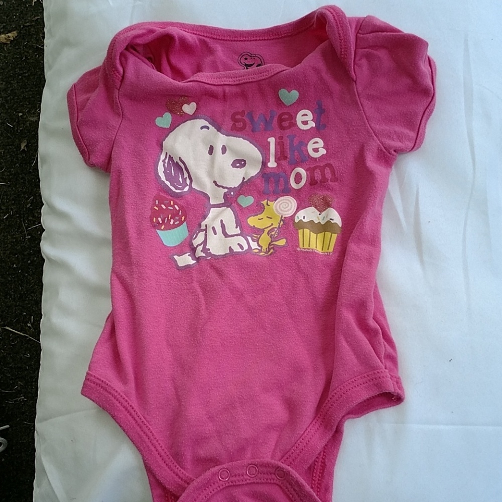 Peanuts Snoopy and Woodstock 12 months onesie